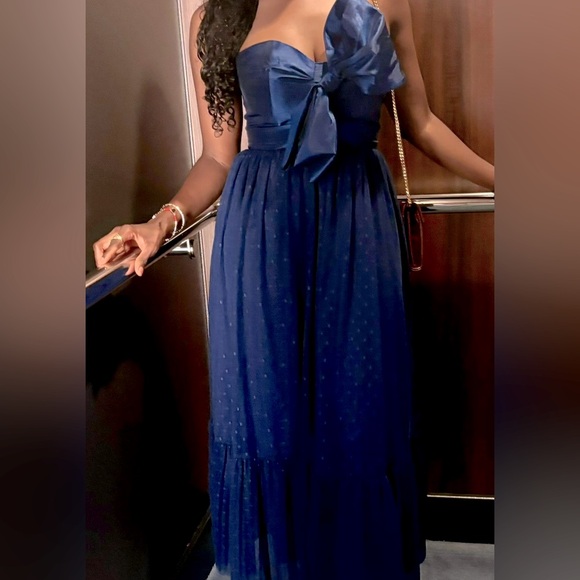 Hutch Navy Blue Bow Strapless Dress - Picture 2 of 6